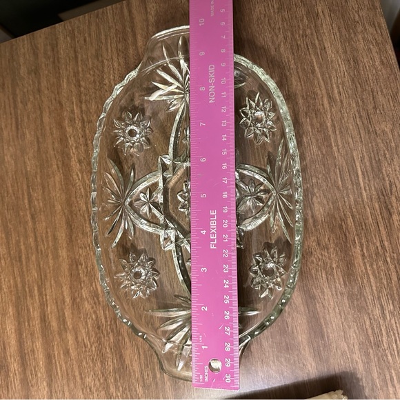 Set of 2 Anchor Hocking Prescut Star of David Divided Relish Dish Pressed Glass - Picture 5 of 7